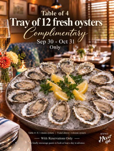 Complimentary Oyster Tray Promotion