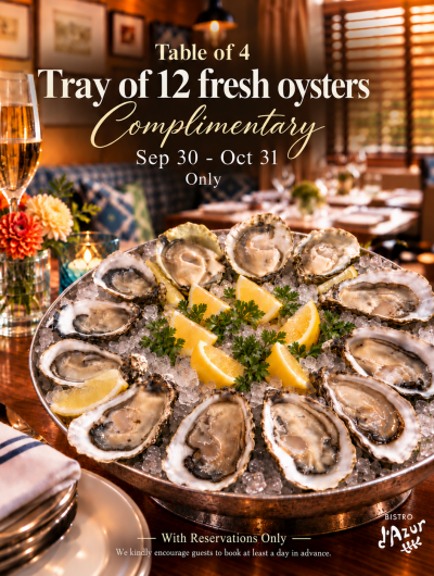 Complimentary oysters